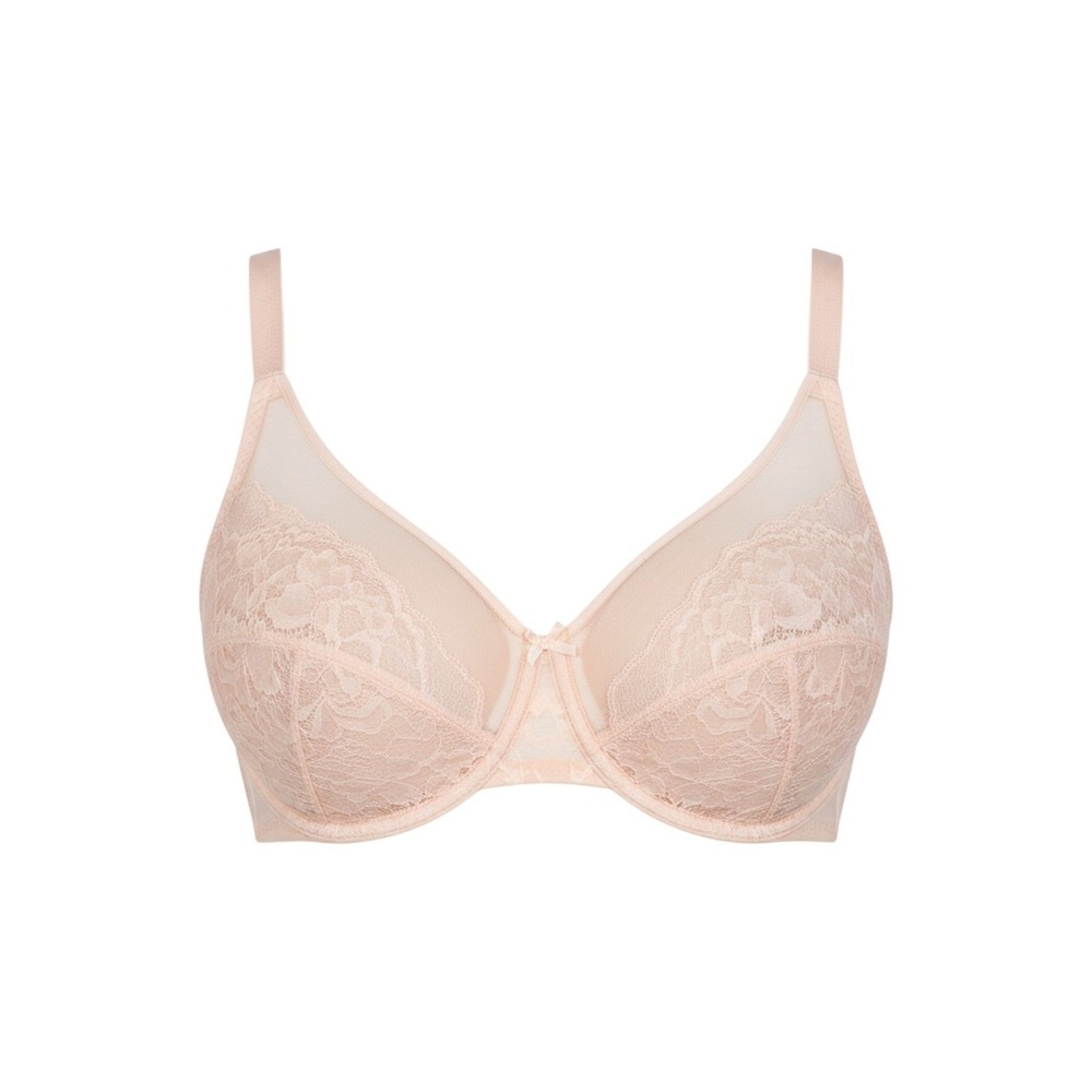 HSIA Enchante Unlined Non-padded Lace Underwire Bra Dusty Peach 38DDD NEW